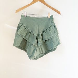 MOTHER Ruffle miniskirt in green